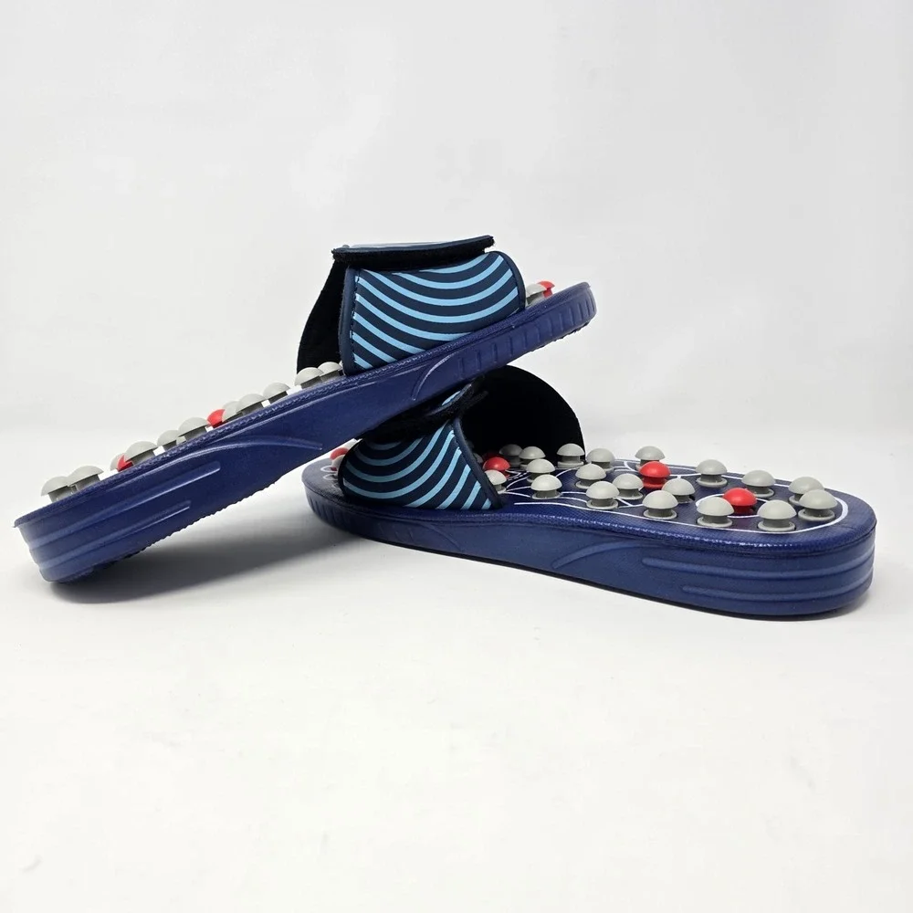 BYRIVER Acupressure Massage Slippers Navy Blue Sandals Size L Mens 9-10